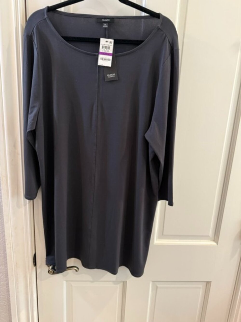 Alfani Black Tunic Top NWT 3/4 Sleeve Stretch Blouse